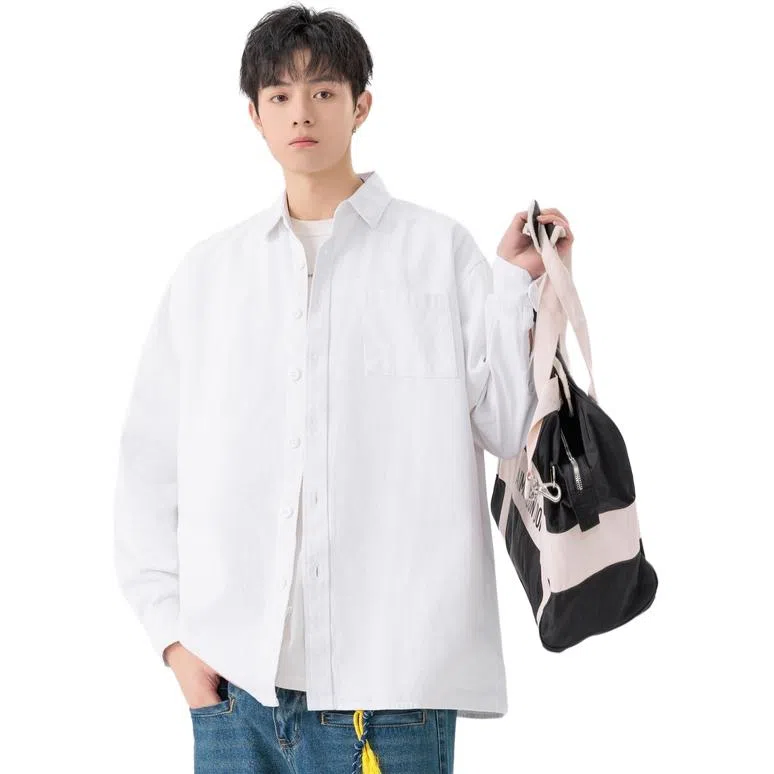 黑马漫画 日系简约百搭潮牌高级感长袖衬衫 男女同款