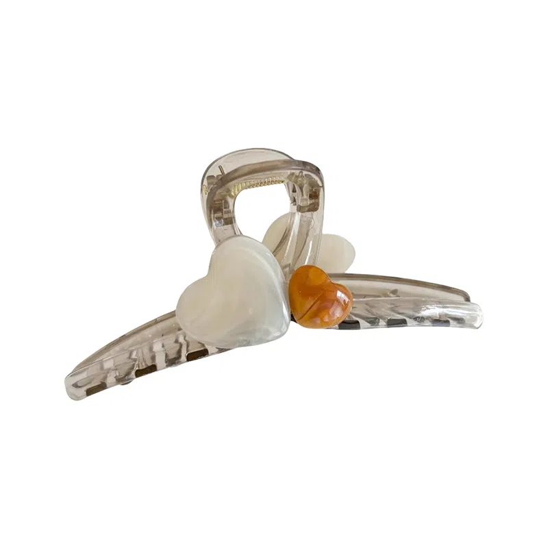 水中玉 韩系爱心抓夹高级感后脑勺半扎发卡夹子头饰 亚克力 发夹 女款