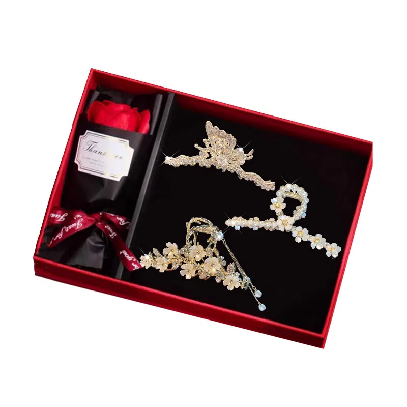 缔晶 森系浪漫蝴蝶花朵流苏鲨鱼夹 通勤时尚百搭发饰 合金 发夹 女款