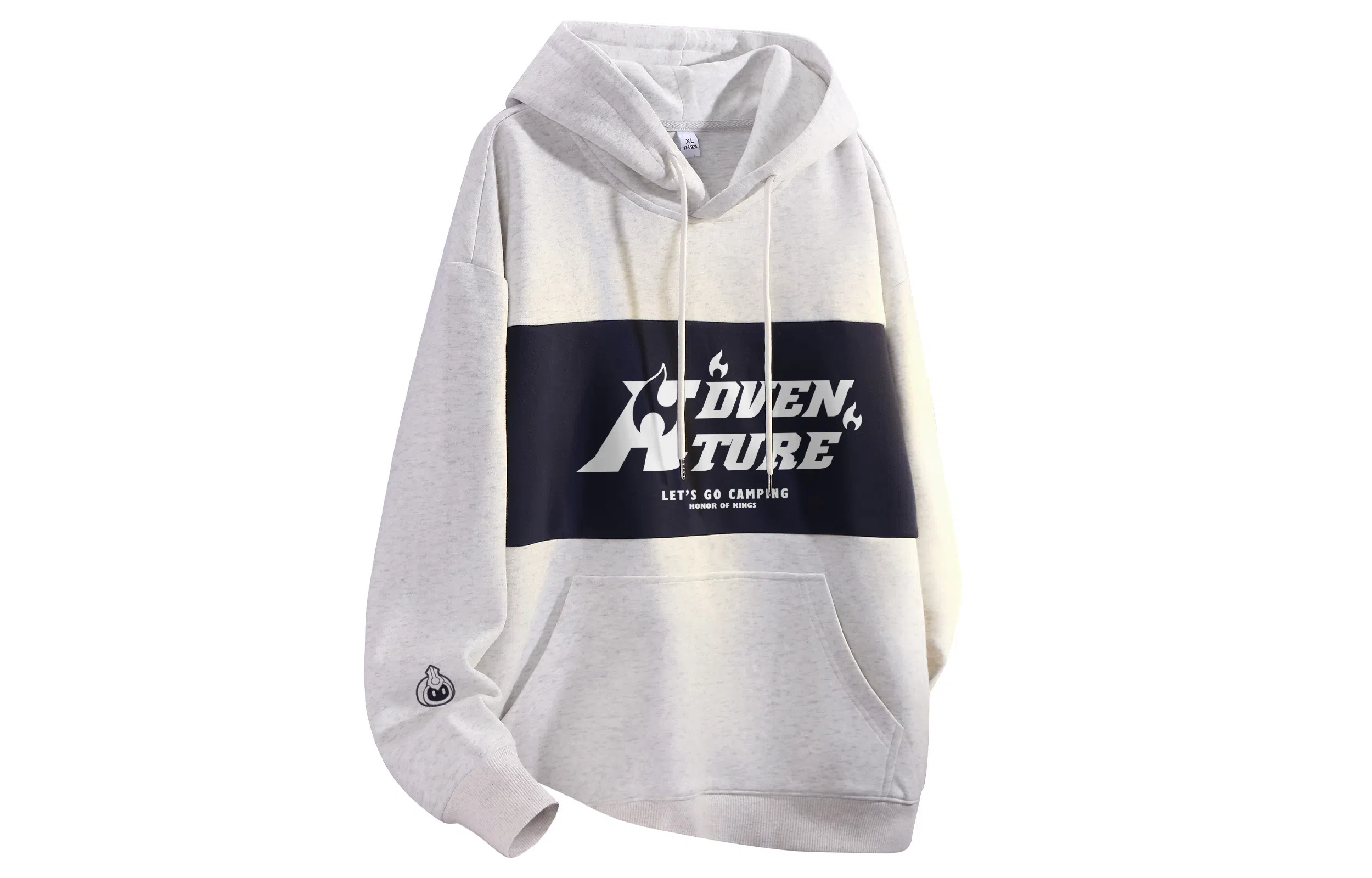 王者荣耀 鲁班七号星空梦想款 国潮复古拼接撞色趣味字母印花设计落肩休闲宽松套头多巴胺重磅连帽长袖卫衣 男女同款