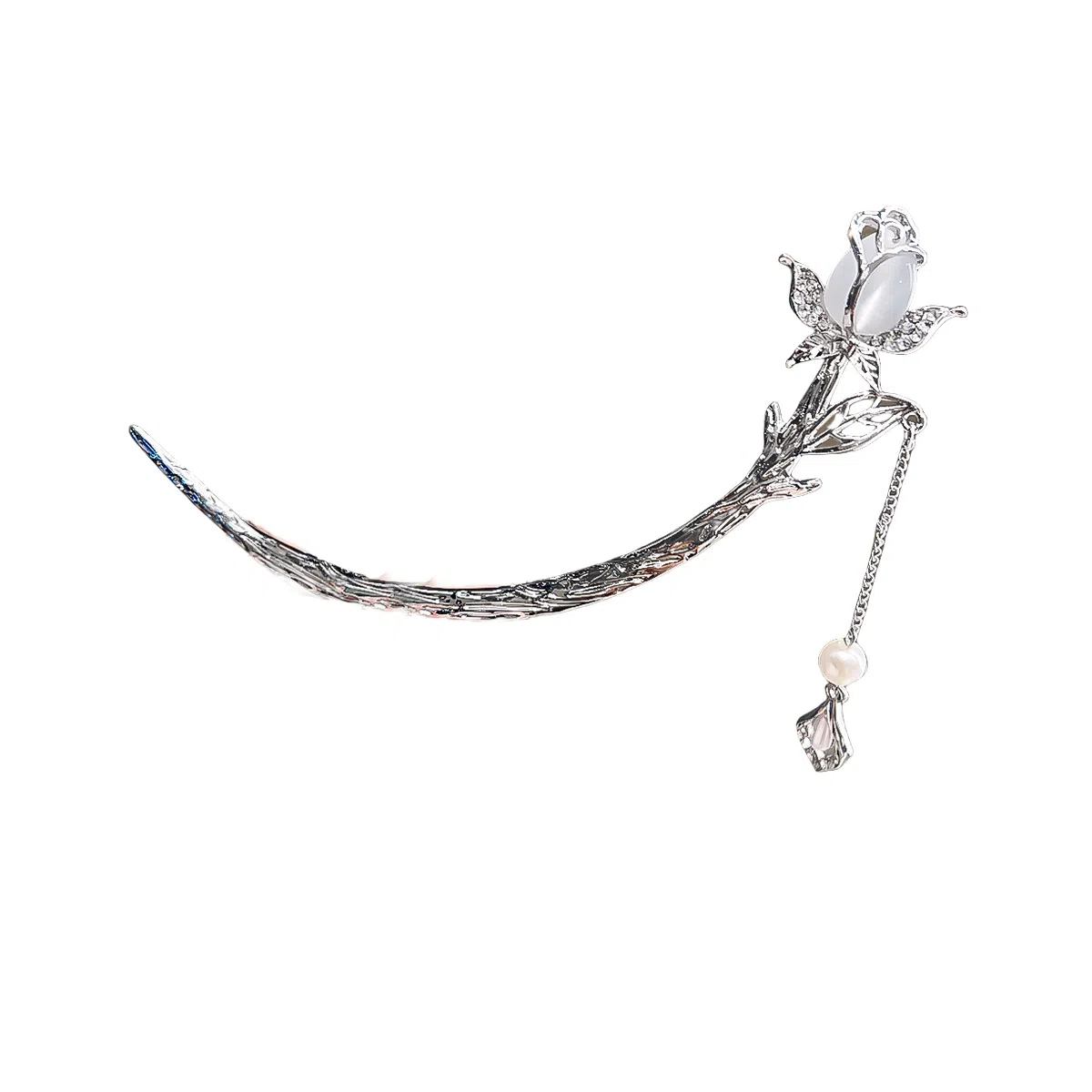 贯古今 高级感弯月新中式古风优雅小众设计郁金香丸子头盘个性发钗子 合金 发簪 女款