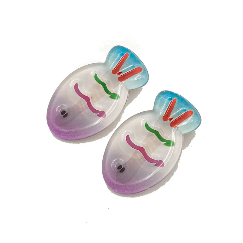 简应舒 彩色发烧鱼侧边夹刘海夹碎发小夹子日常小 亚克力 发夹 女款