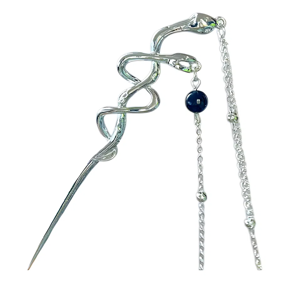 【双蛇共舞】 指尖瑰宝 清冷古风双生蛇新中式流苏步摇液态立体不规则生肖蛇盘发中国风灵蛇 镀银 发簪 女款