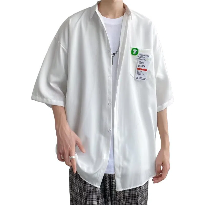 北极绒 舒适宽松纽扣短袖衬衫 男款