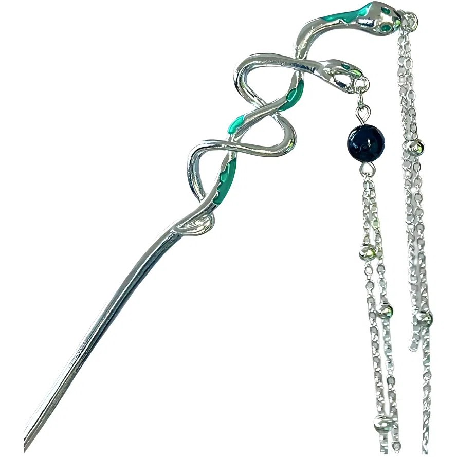 【双蛇共舞】 指尖瑰宝 清冷古风双生蛇新中式流苏步摇液态立体不规则生肖蛇盘发中国风灵蛇 镀银 发簪 女款