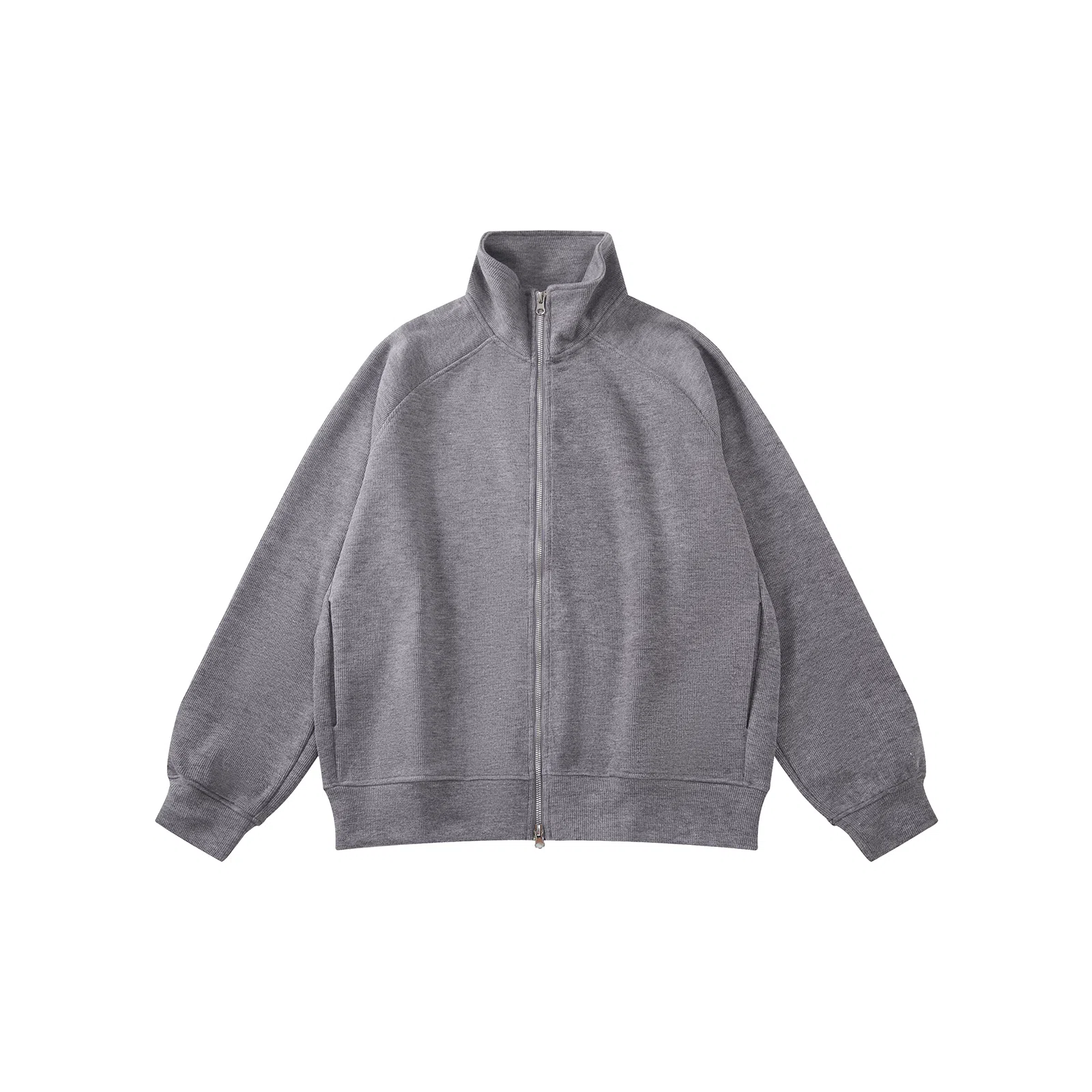 我是大卫 日系慵懒风立领宽松拉链长袖卫衣 男女同款 灰色