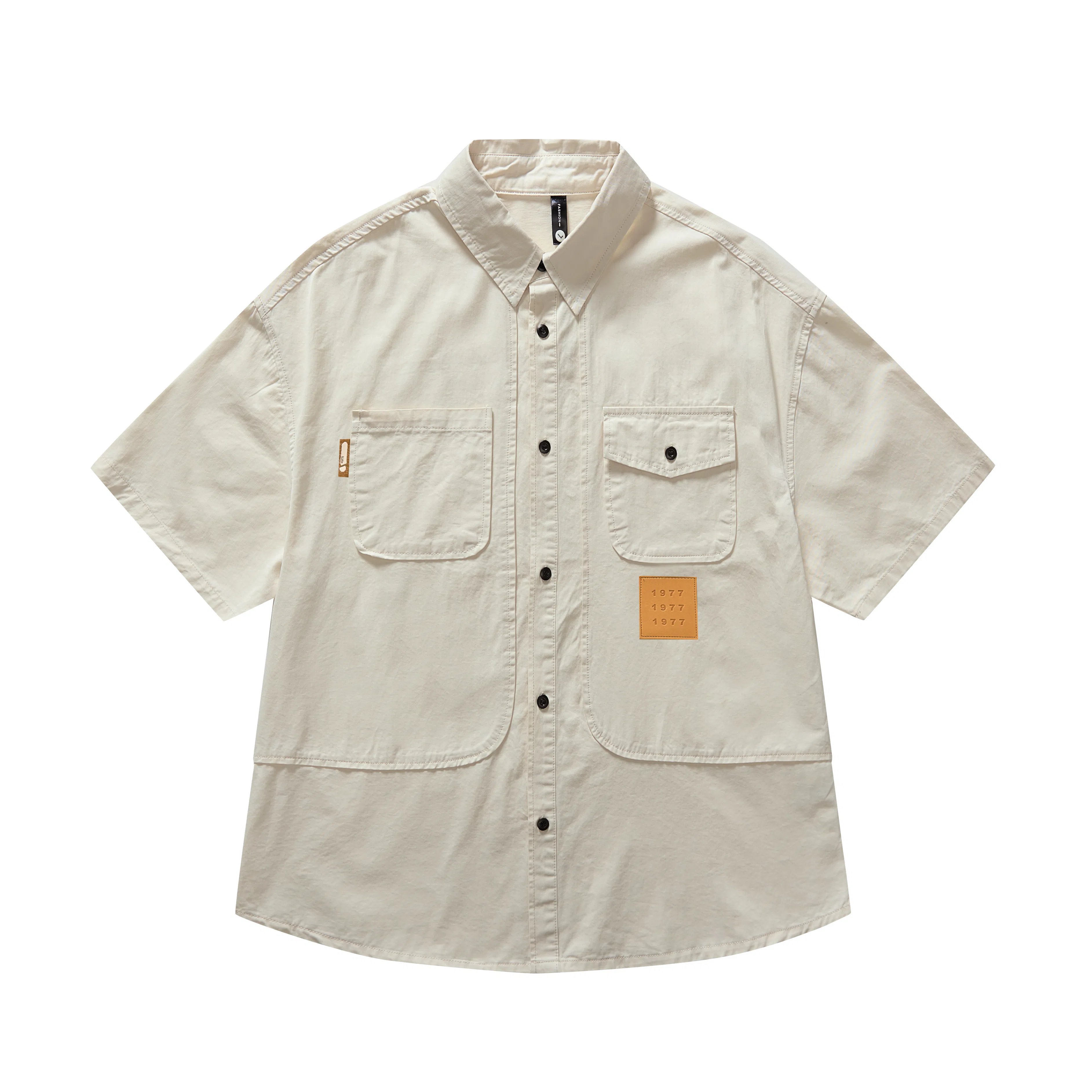 赞仕 轻薄工装美式复古休闲短袖衬衫 男款