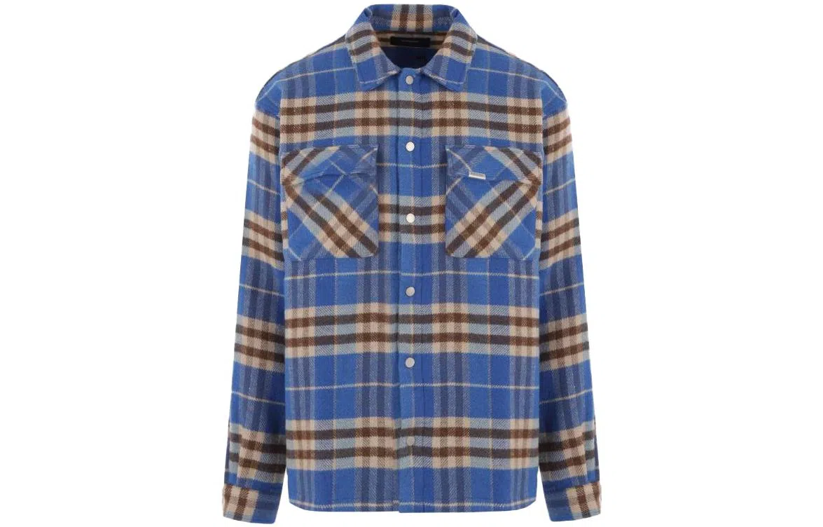 REPRESENT Long Sleeve Checkered Shirt Blue