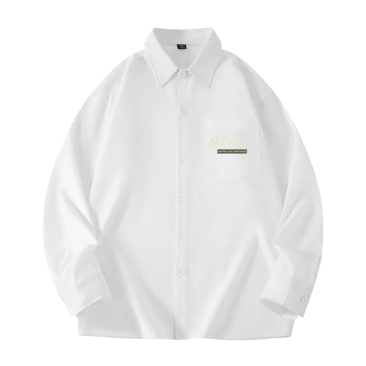 棉致 字母纯色简约通勤基础百搭宽松舒适长袖衬衫 男女同款