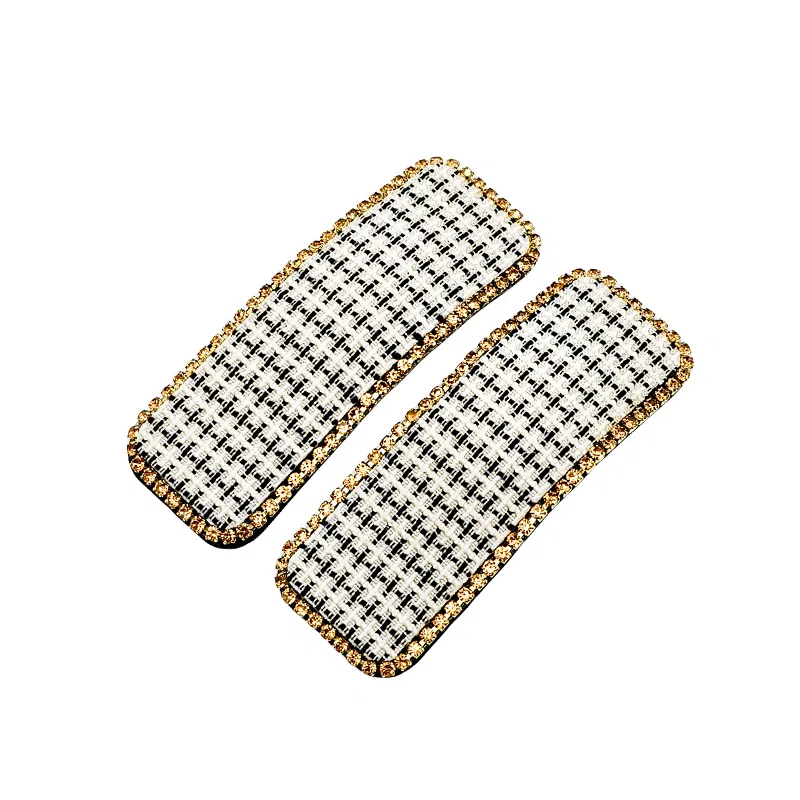 简应舒 方形千鸟格侧边刘海碎发 布艺 发夹 女款