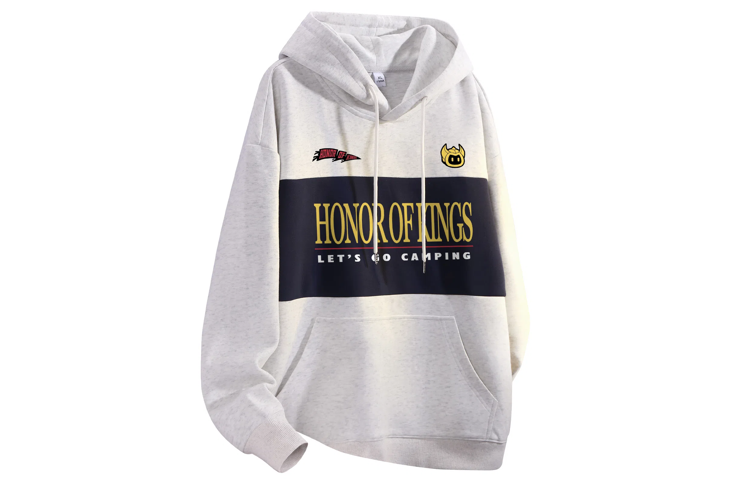 王者荣耀 鲁班七号星空梦想款 美式复古拼接撞色字母设计落肩长袖休闲宽松套头多巴胺重磅连帽卫衣 男女同款