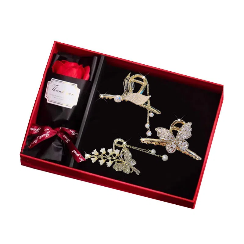 缔晶 优雅气质铃兰鱼尾蝴蝶流苏鲨鱼夹套装 清新浪漫通勤搭配 合金 发夹 女款