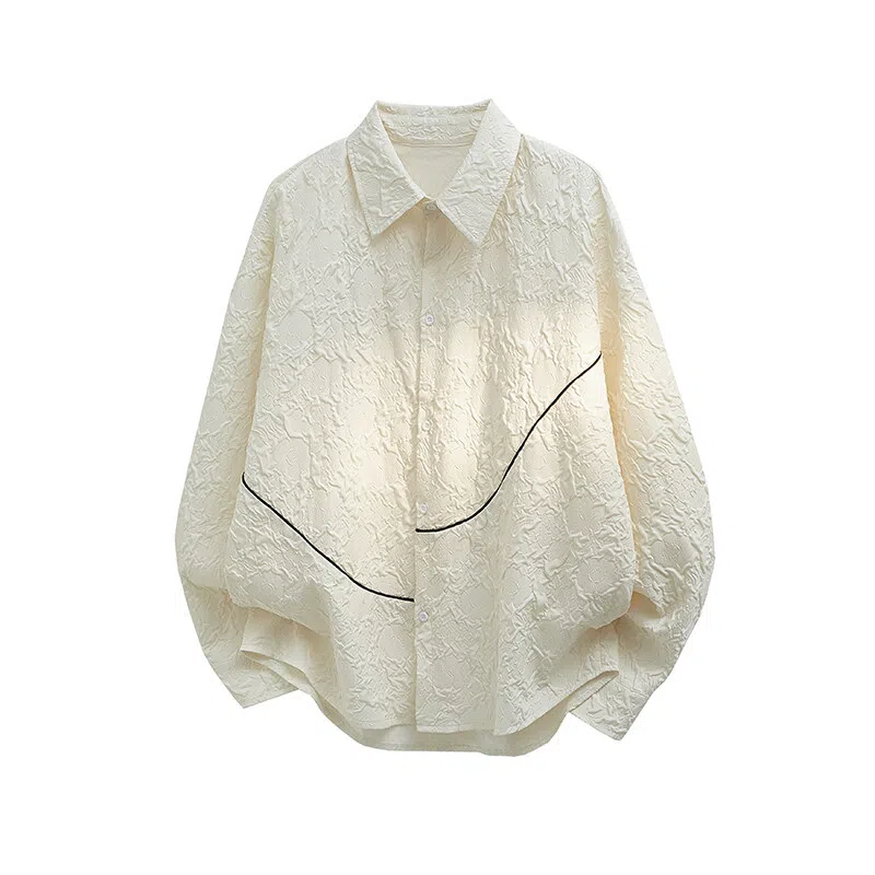 轻迎 肌理感不规则反光线条外套 小众设计感肌理感衬衫 男款