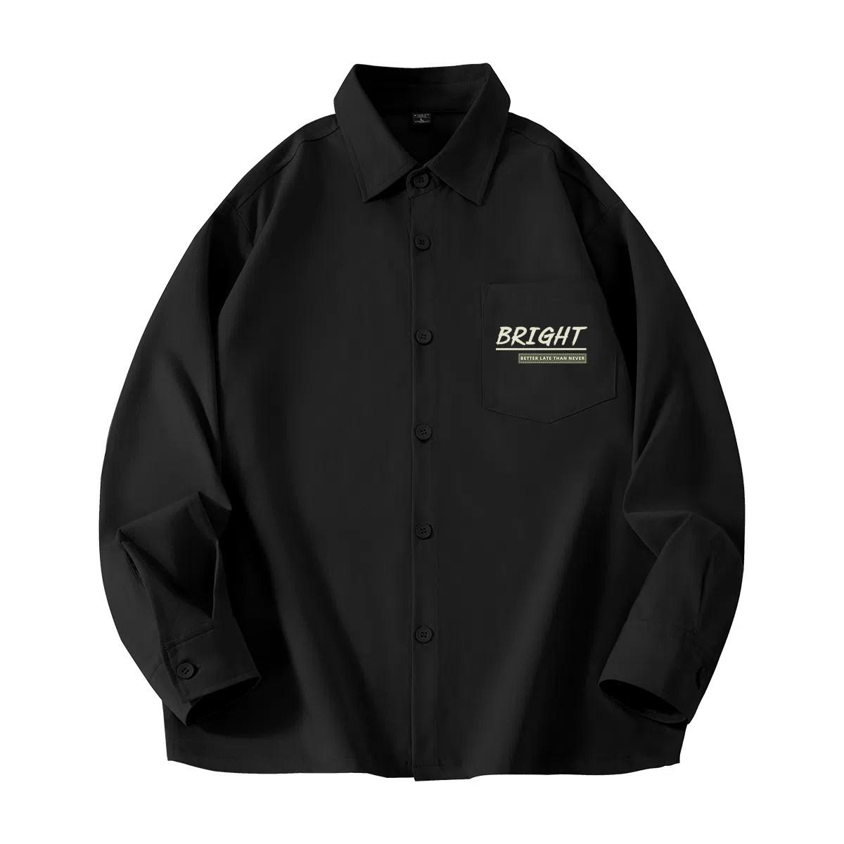 棉致 字母纯色简约通勤基础百搭宽松舒适长袖衬衫 男女同款