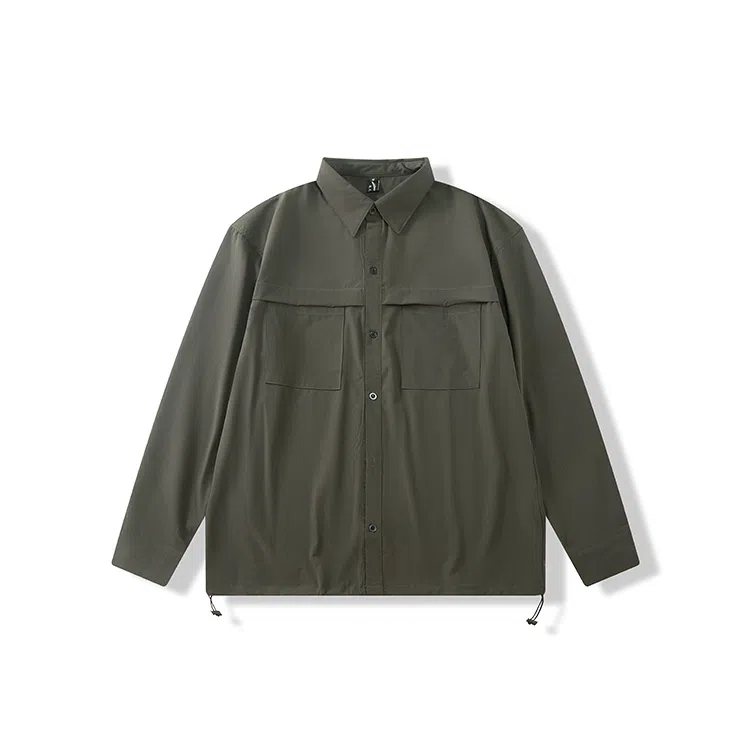 我是大卫 薄款宽松休闲百搭工装长袖衬衫 男款 深灰色