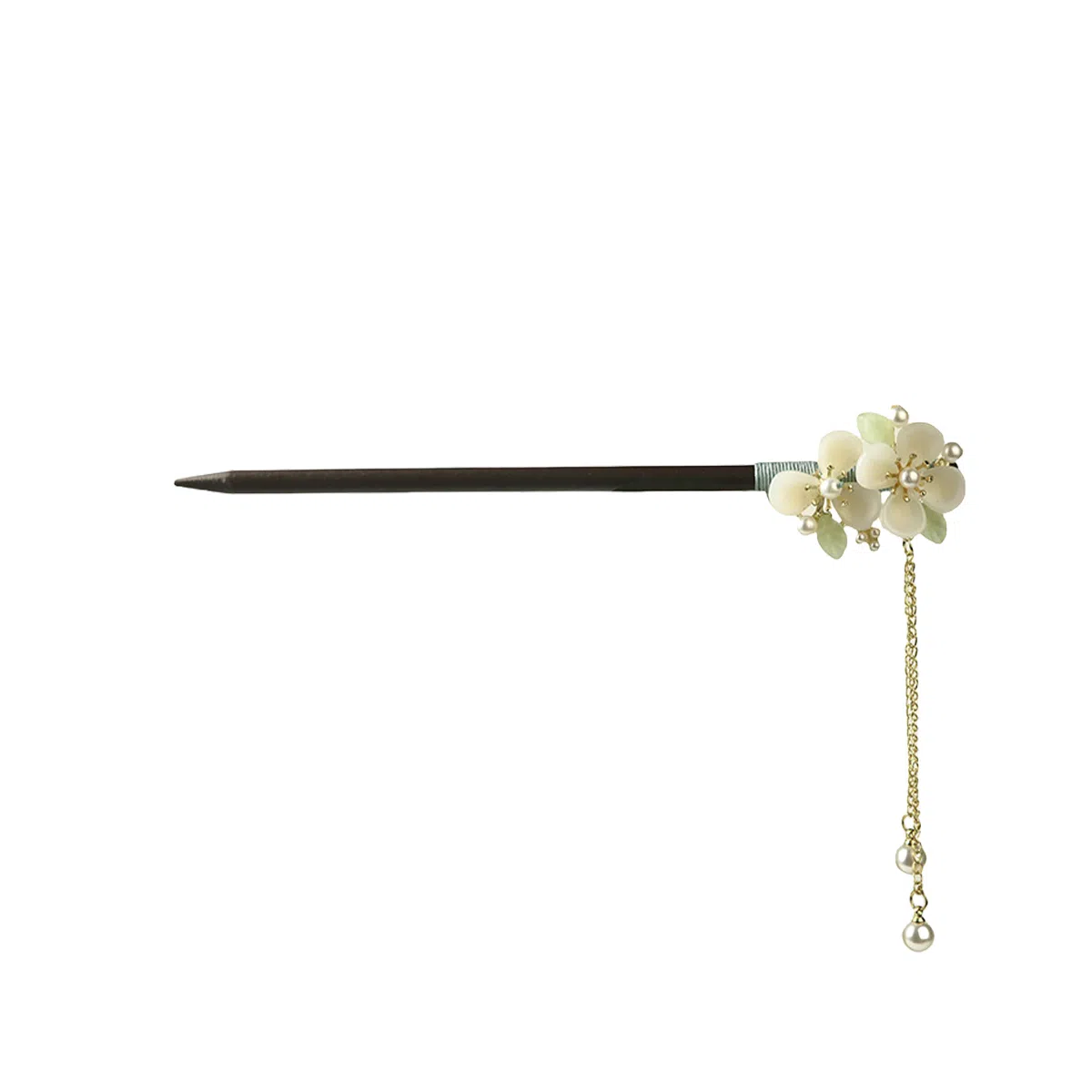 贯古今 古风汉服头饰花朵高级感流苏步摇新中式后脑勺盘发发钗簪子 木制 发簪 女款