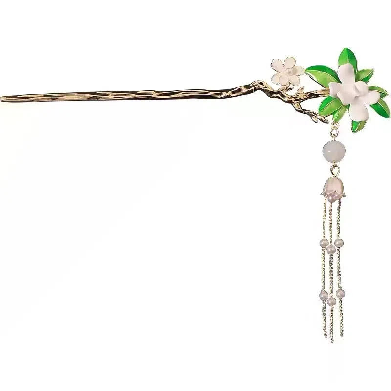 【栀子花开】 指尖瑰宝 新中式汉服国风高级感盘发精致发钗小众设计感浪漫饰品日常百搭 镀银 发簪 女款