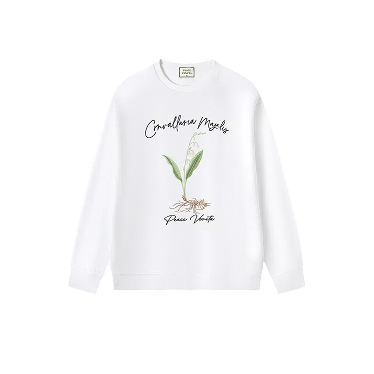 大白鲨 稻穗刺绣圆领时尚长袖卫衣 男款