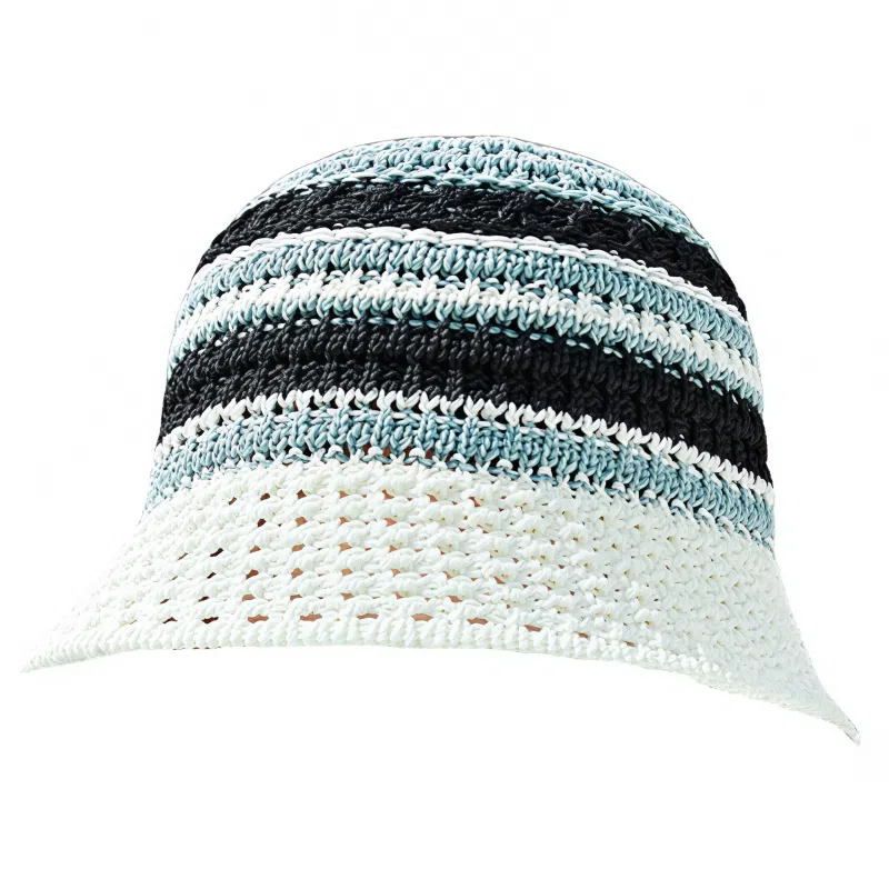 雅鹿 多彩夏日系列 创意撞色条纹针织帽多功能遮阳防晒海边度假拍照上镜 涤纶 渔夫帽 女款