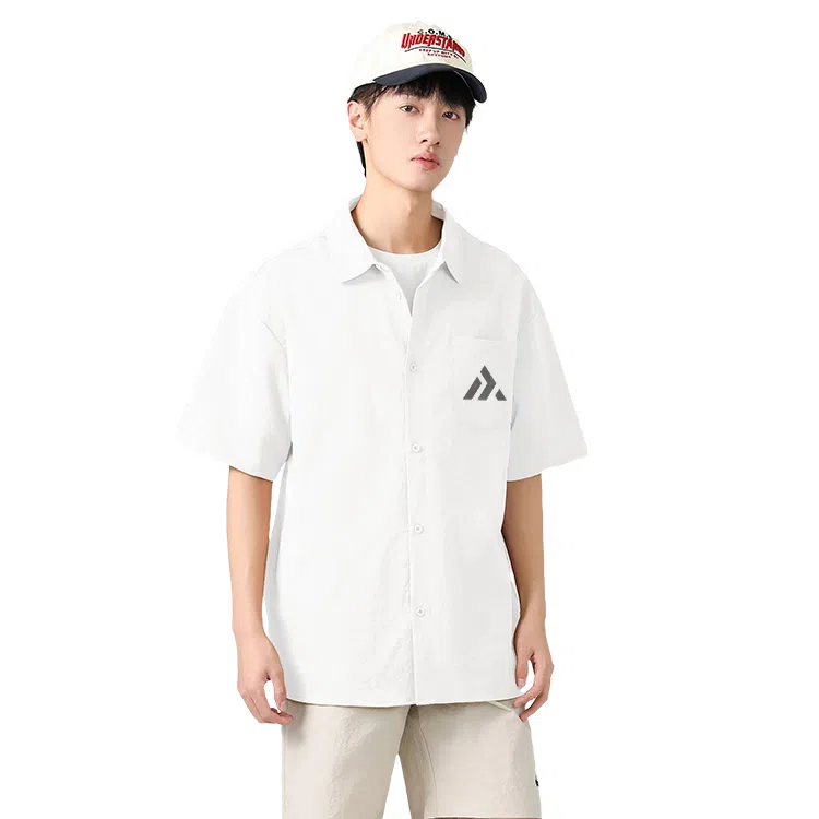 棉致 斜三角休闲宽松基础简约轻薄滑爽垂感百搭通勤舒适柔软细腻短袖衬衫 男女同款