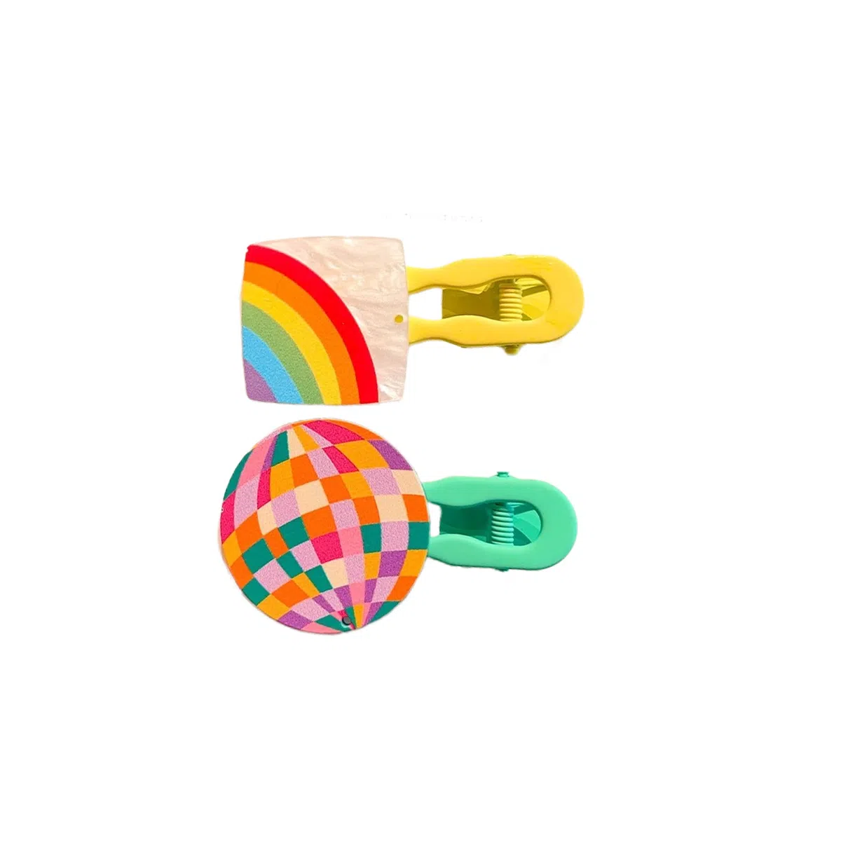 贯古今 夏季田园风几何彩虹拼色点点花朵女童碎发刘海边夹多巴胺可爱卡通宝宝 合金 发夹 女款