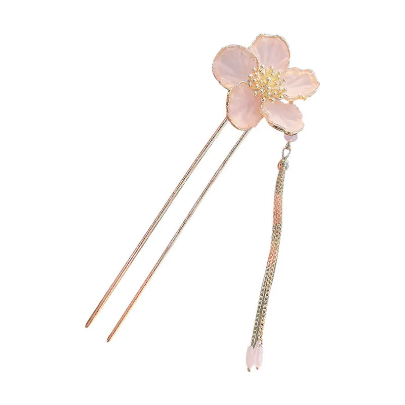 贯古今 中式古风桃花高级感盘发梳步摇旗袍汉服头饰气 合金 发簪 女款