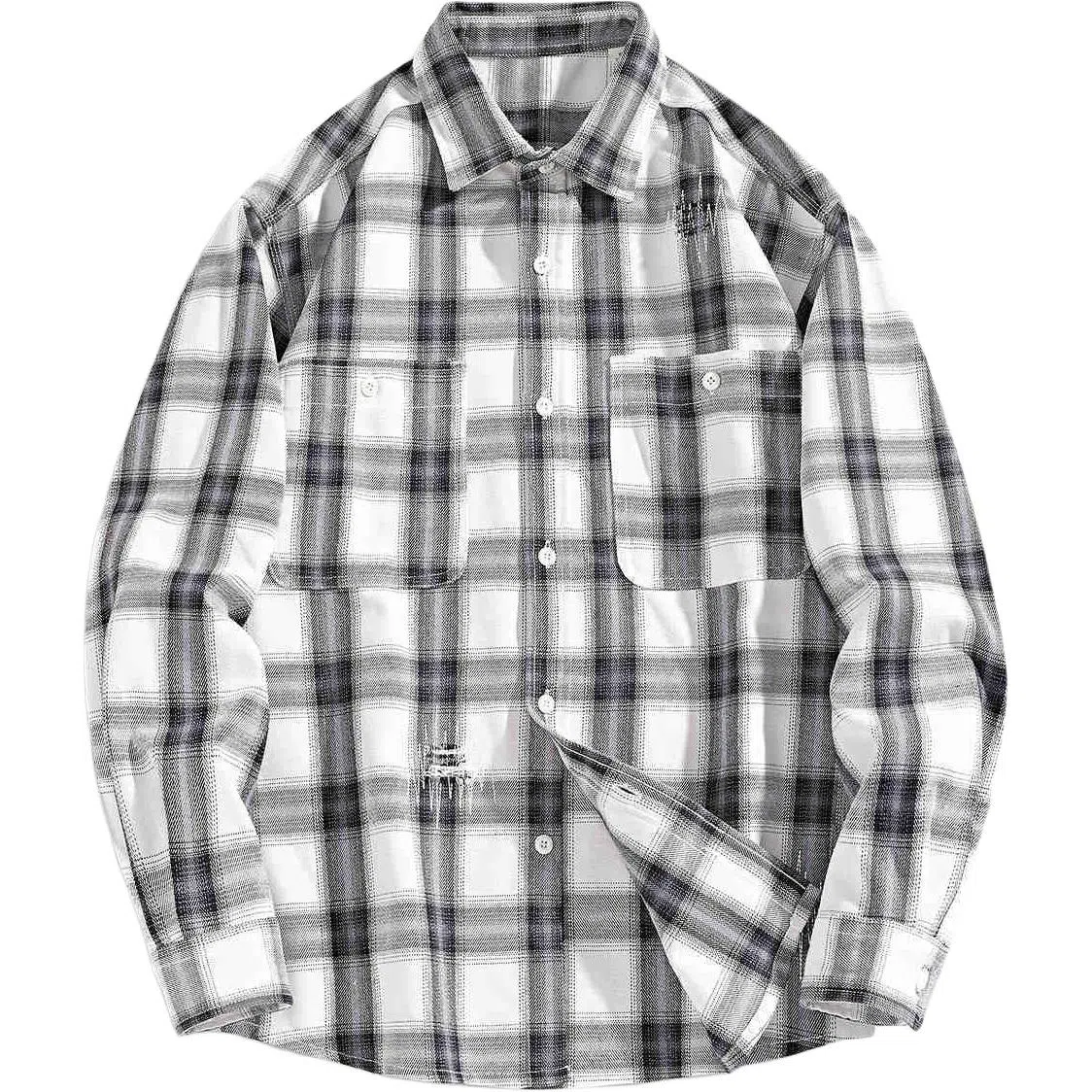 格蓝鹿 宽松翻领纯色休闲长袖衬衫 男款