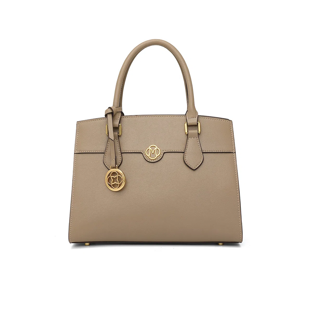 稻草人 百搭时尚风字母徽章 高级感车缝线上班族通勤 人造革 手提单肩斜挎包 女款 黑色/棕色/卡其