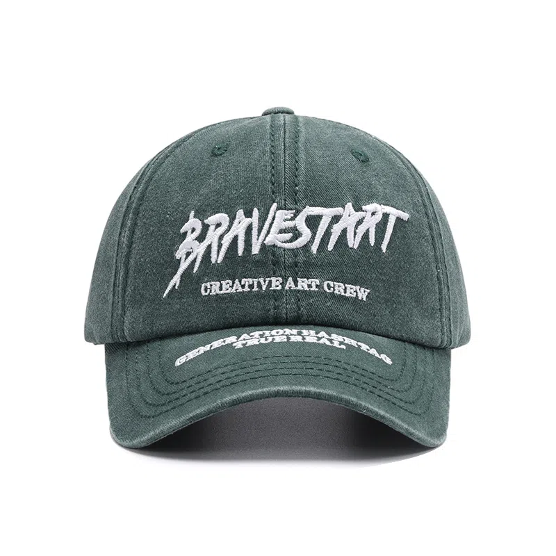 【素颜神器 BRAVESTART字母刺绣】 攸委 街头休闲水洗做旧百搭鸭舌帽女显脸小 棉 大头围户外夏韩版软顶透气遮阳防晒帽 男女同款情侣款