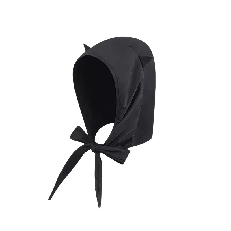 钓鱼熊 无印小恶魔绑带速干遮阳帽子夏季薄款可爱猫耳朵护耳头巾帽 聚酯纤维 防晒帽 男女同款情侣款