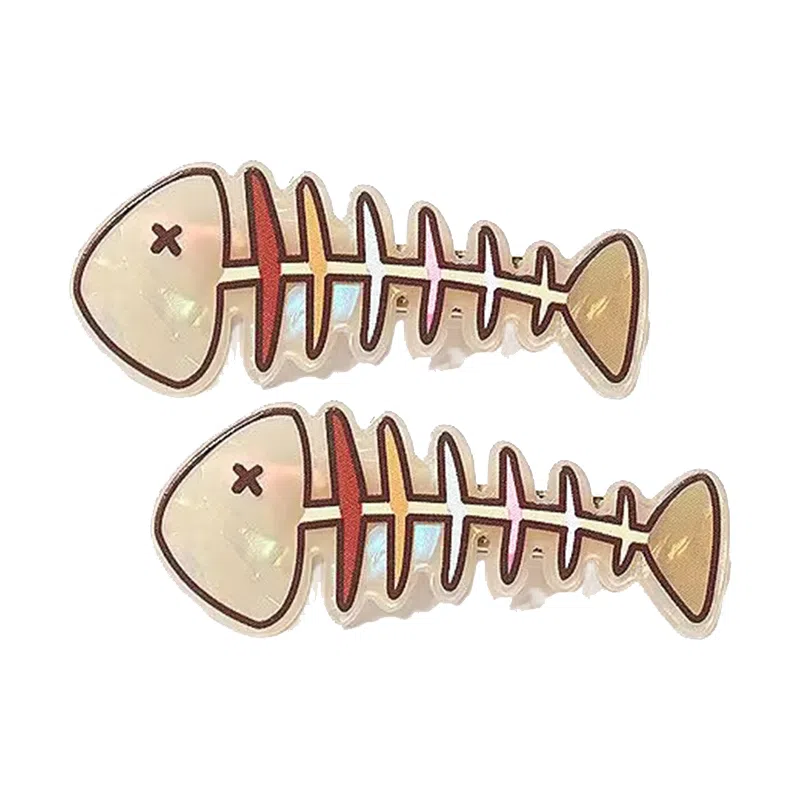 简应舒 趣味可爱小鱼小猫侧边夹刘海夹碎发小夹子日常小发卡发饰 亚克力+合金 发夹 女款