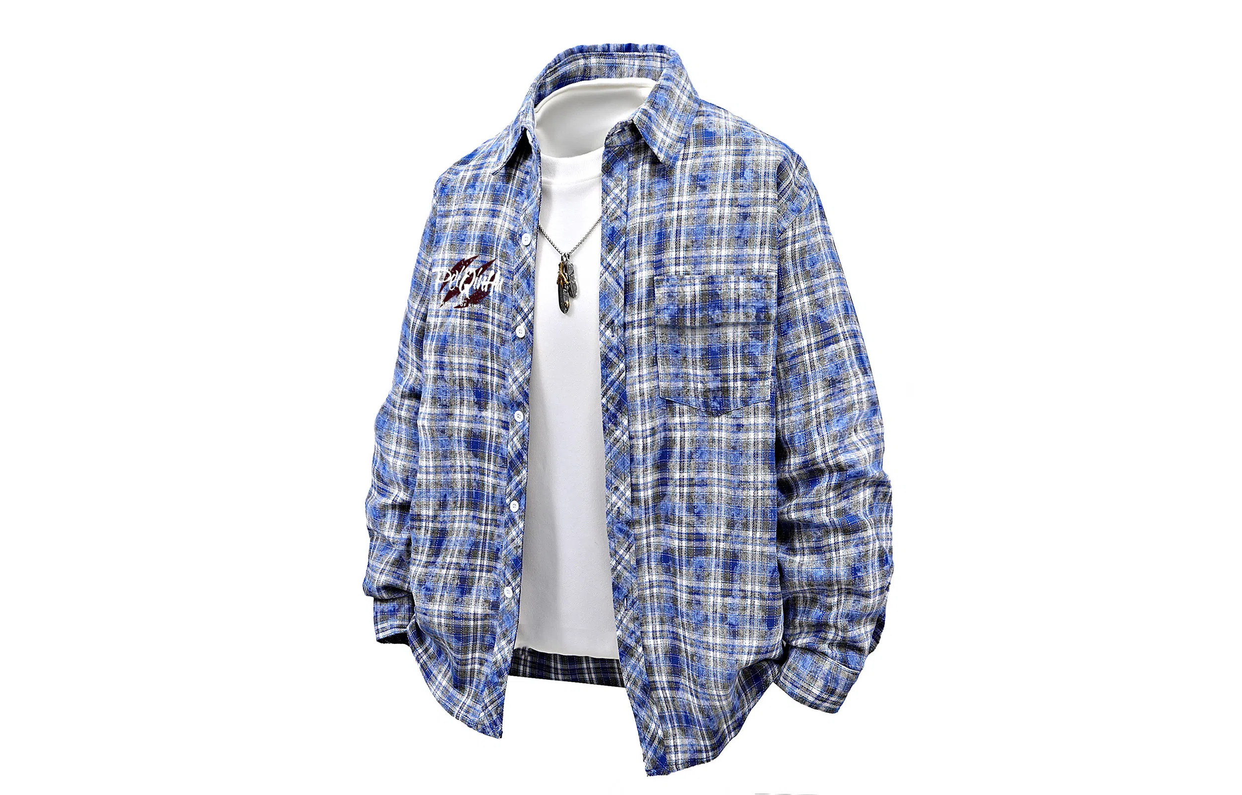 王者荣耀 裴擒虎款美式复古格子条纹打底学院风基础款趣味简约字母百搭翻领纽扣舒适透气长袖衬衫 男女同款