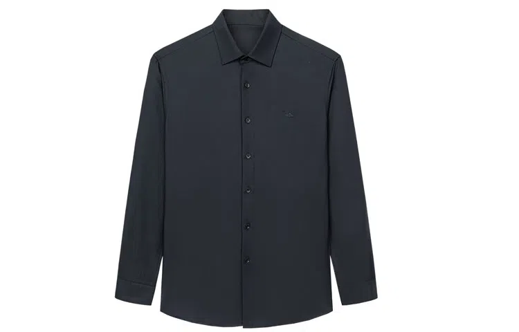 才子 尖领休闲刺绣长袖衬衫 男款