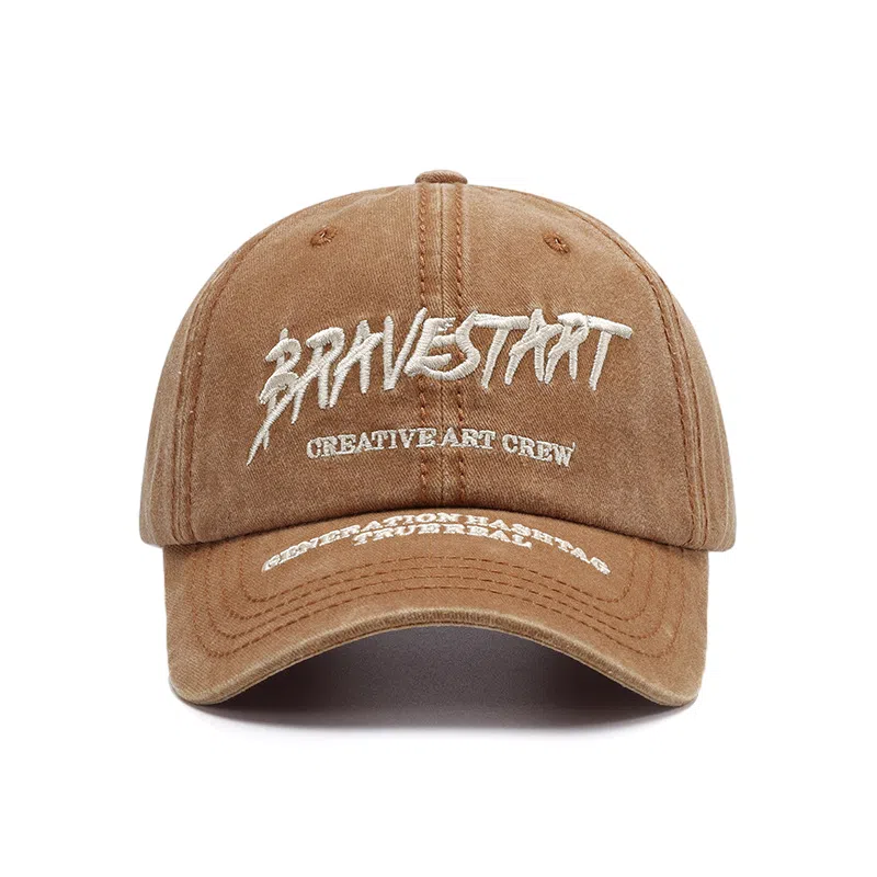 【素颜神器 BRAVESTART字母刺绣】 攸委 街头休闲水洗做旧百搭鸭舌帽女显脸小 棉 大头围户外夏韩版软顶透气遮阳防晒帽 男女同款情侣款