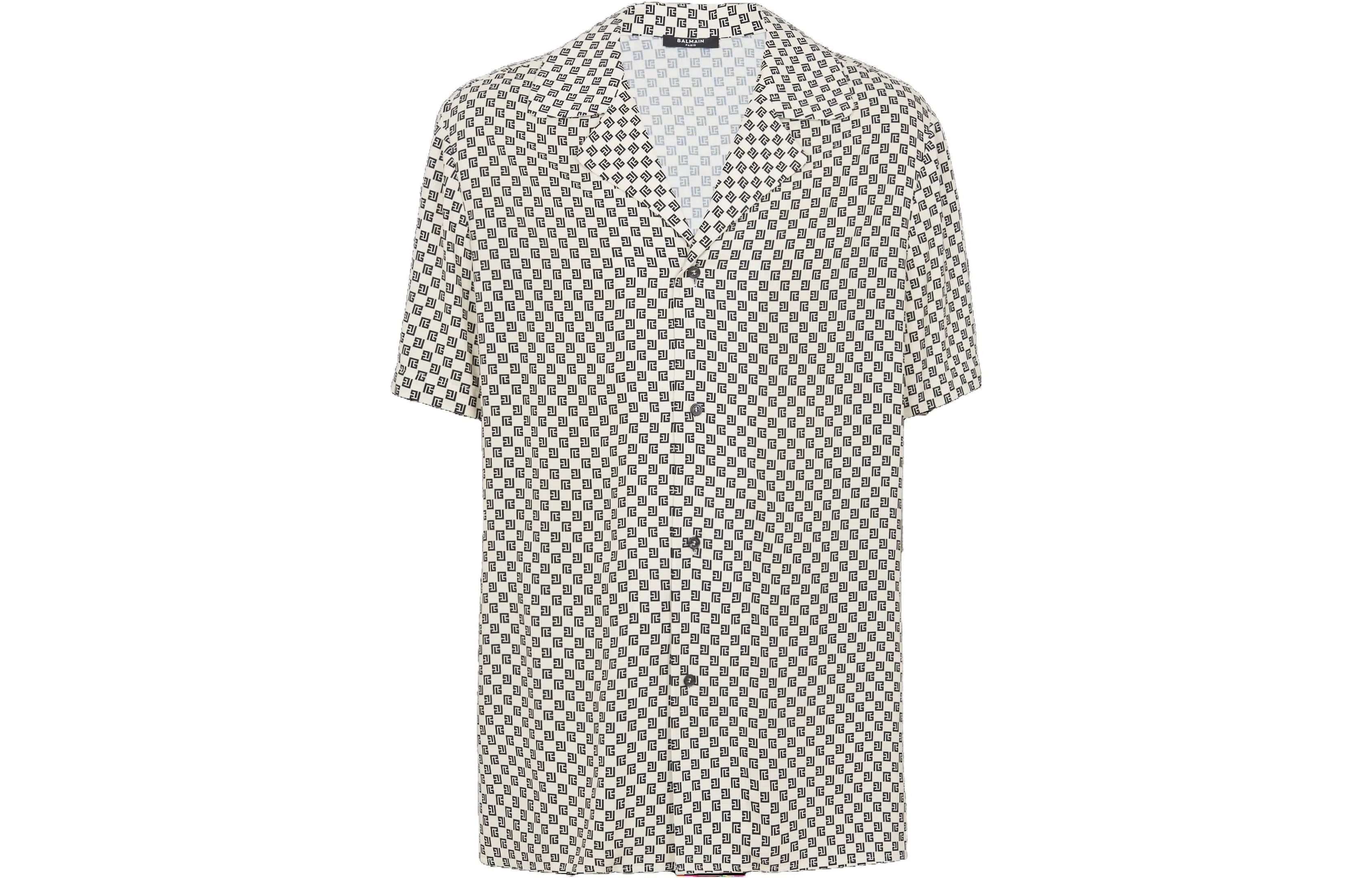 Balmain Mini Monogram Short Sleeve Shirt White