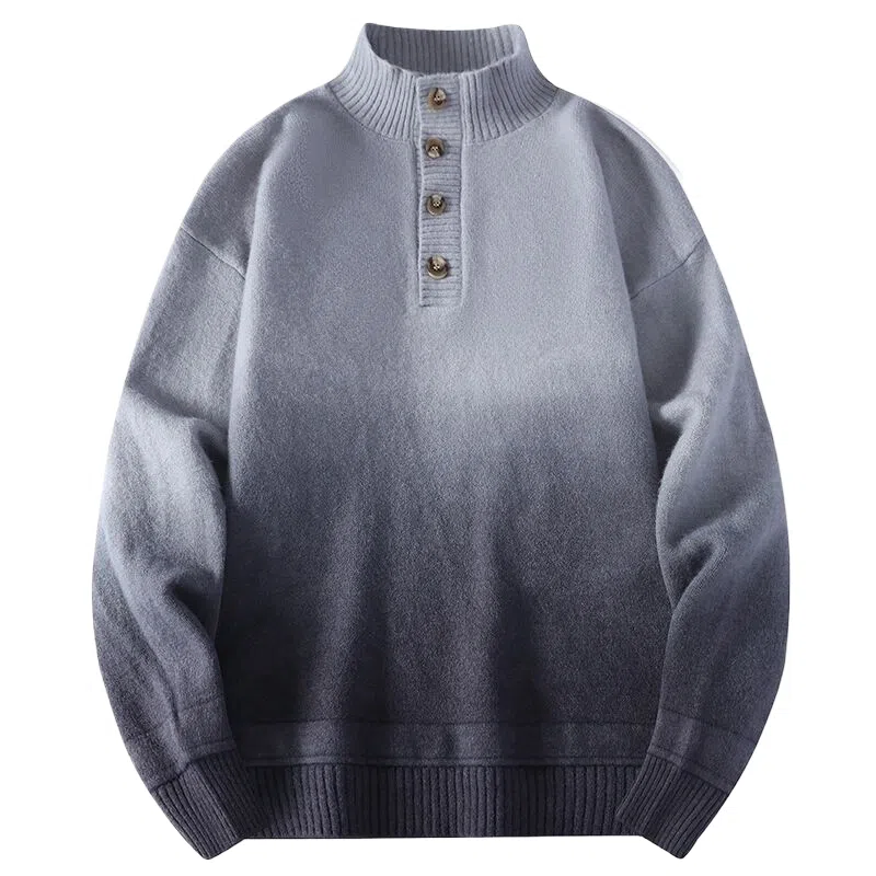 玉儿恋 渐变立领加绒加厚韩版时尚宽松针织打底卫衣 男款