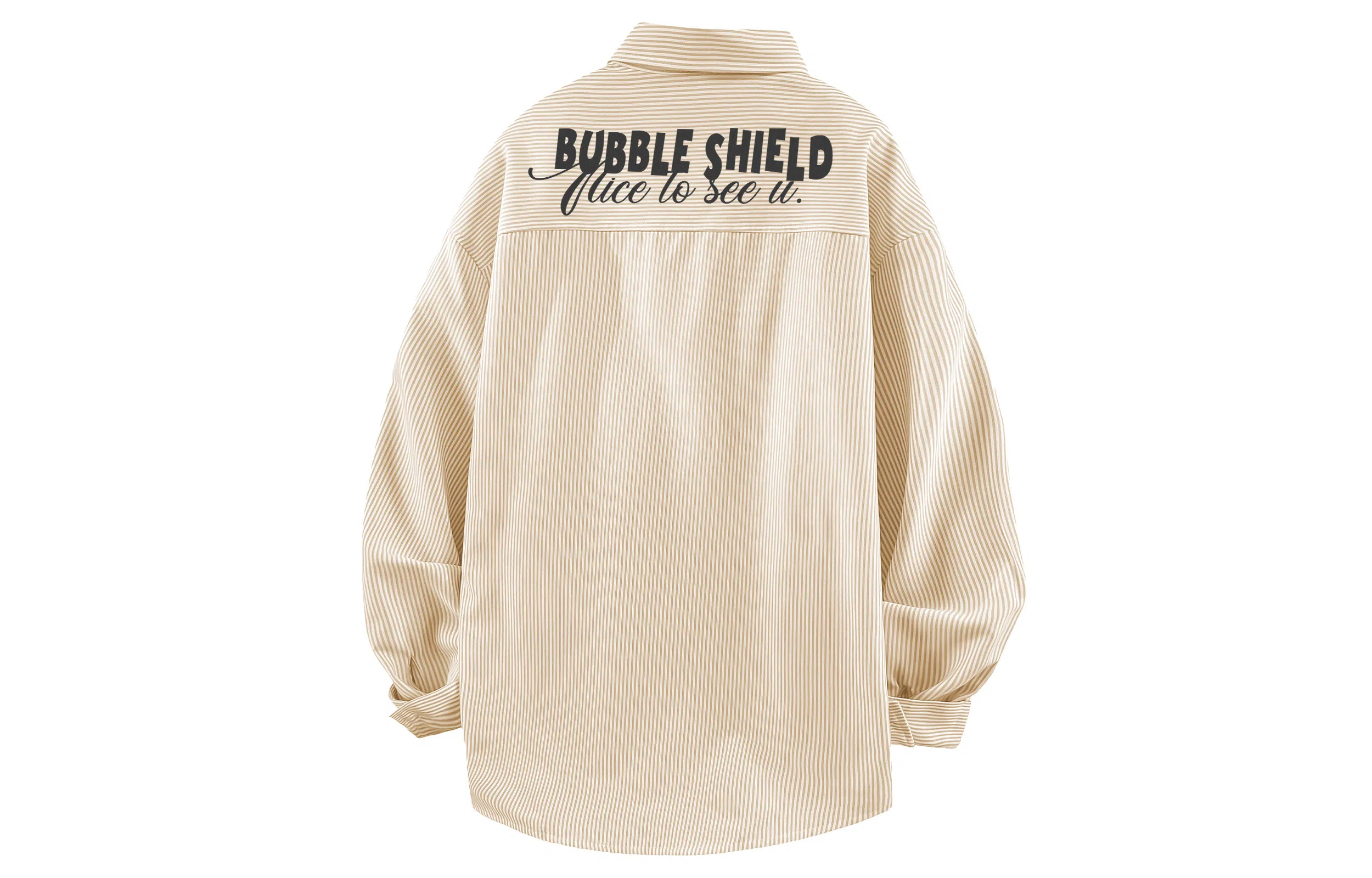 王者荣耀 梦奇款 日系背面创意条纹字母印花宽松百搭通勤长袖衬衫 男女同款