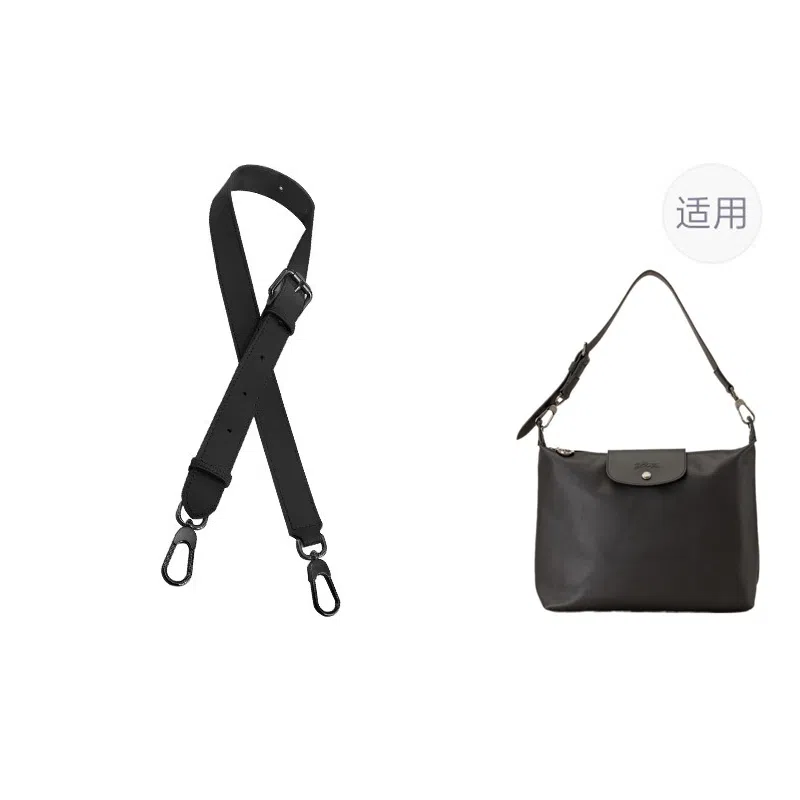 Longchamp Hobo Strap Gunmetal/White