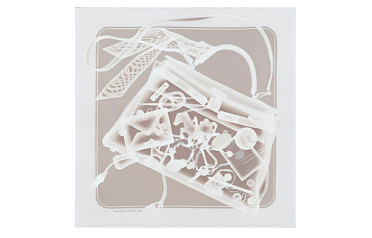 Hermes Scarf "Please Check" Silver Grey