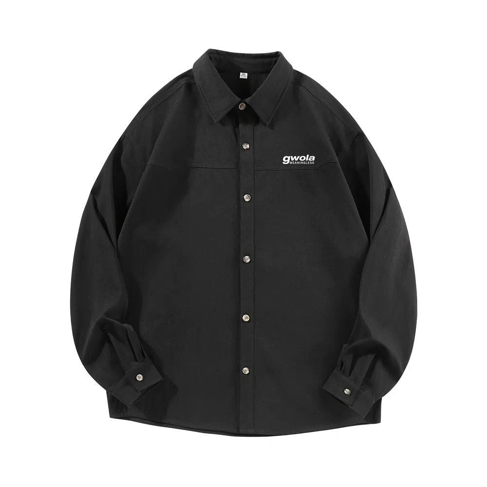 Gwola Basic Letter Print Long Sleeve Shirt