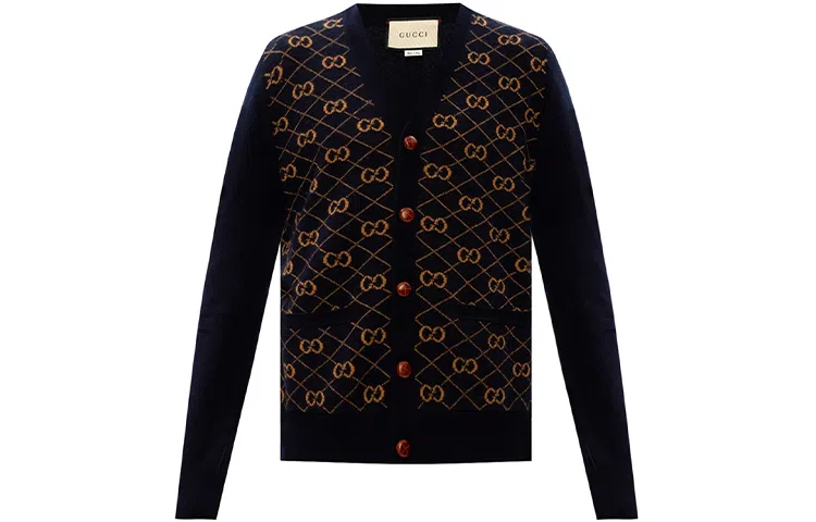 Gucci GG Wool Cardigan Navy