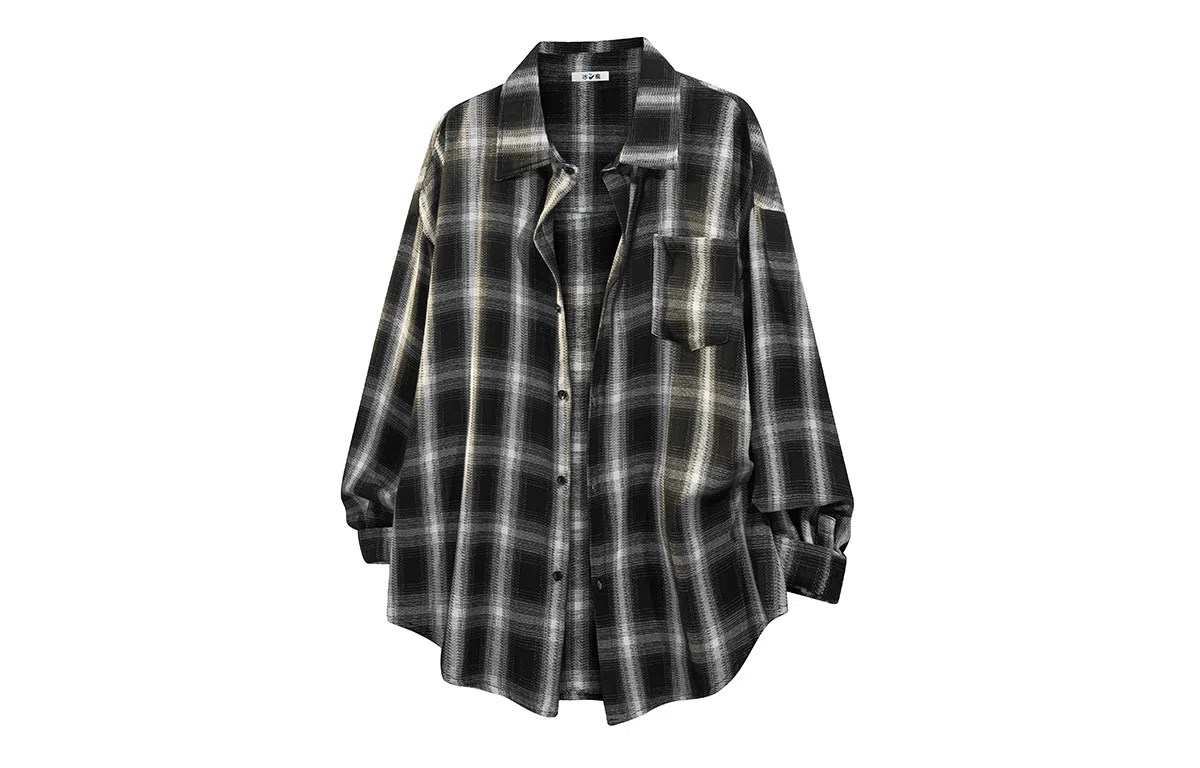 冰飞 美式复古嘻哈高街小众设计宽松休闲舒适格子褂子外套上衣服少年感穿搭潮牌潮流学院风工装长袖衬衫 男女同款