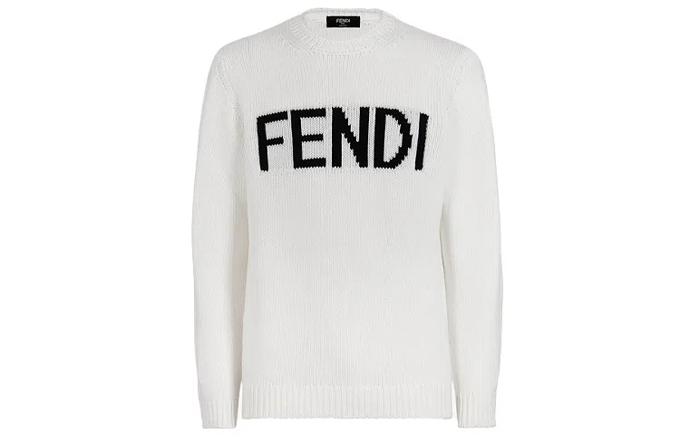 Fendi Logo Wool Pullover Sweater White