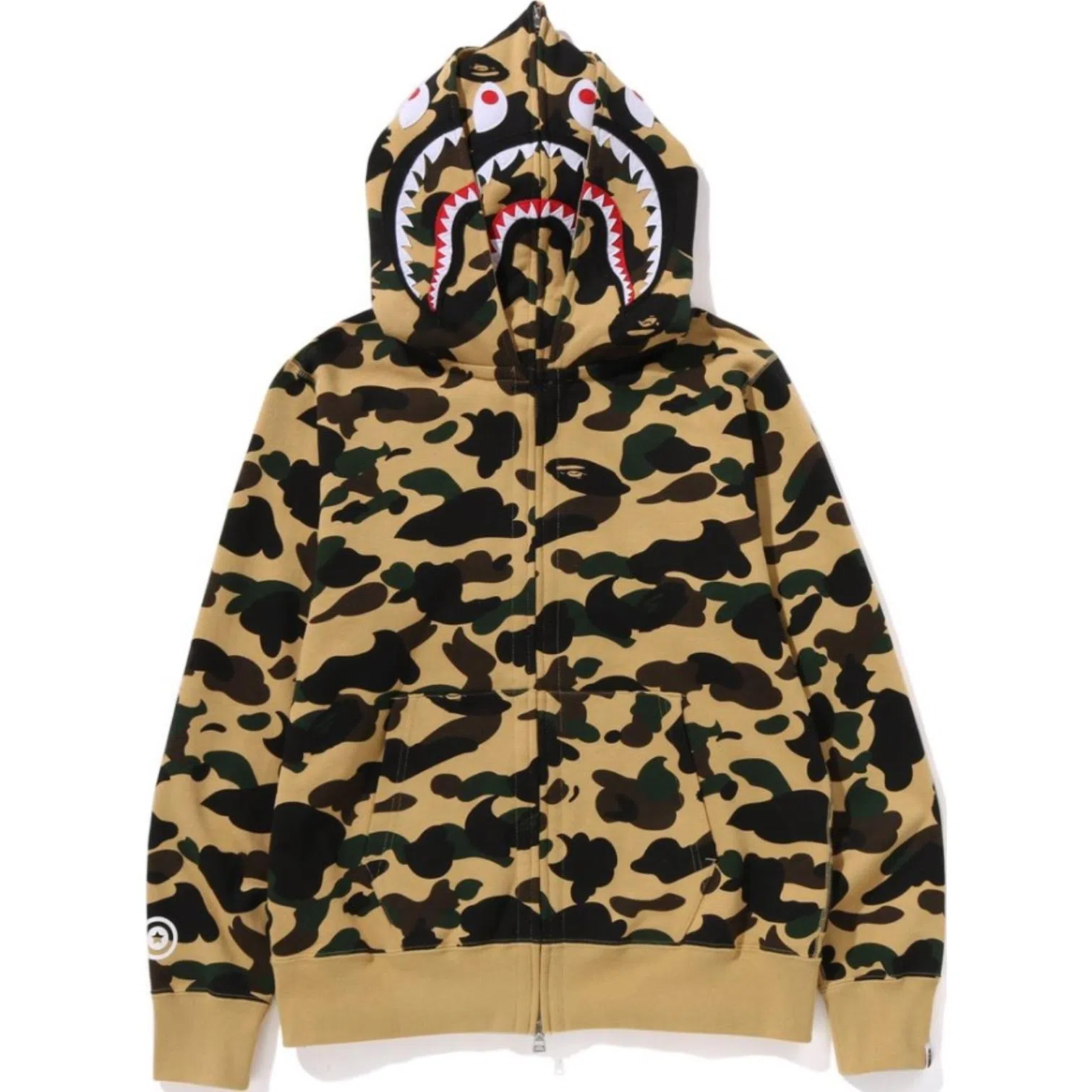 BAPE SS25 Camo Shark Double Zip Hoodie Green