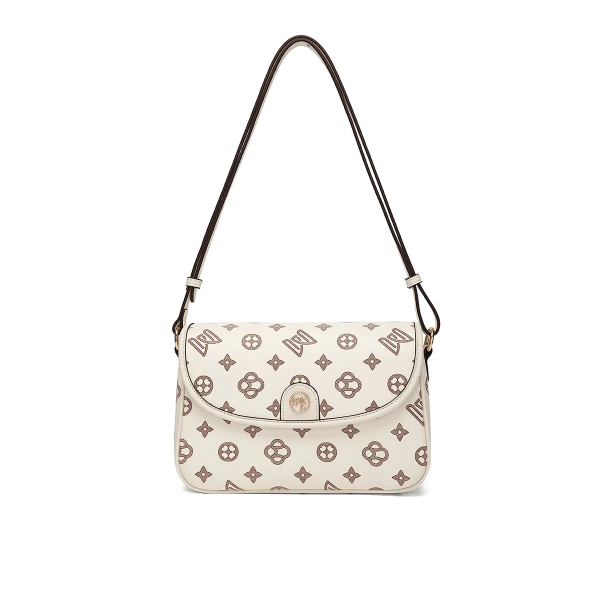 稻草人 时尚经典复古潮流老花高级感气质通勤百搭 聚氯乙烯革 腋下包单肩包 女款 深棕色/米白