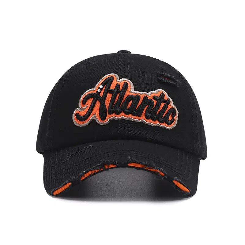 【素颜通勤神器 甜酷百搭ins】 攸委 破洞字母嘻哈鸭舌帽女款夏季显脸小 棉 韩版软顶宽帽檐大头围街头潮流遮阳防晒帽子 男女同款情侣款