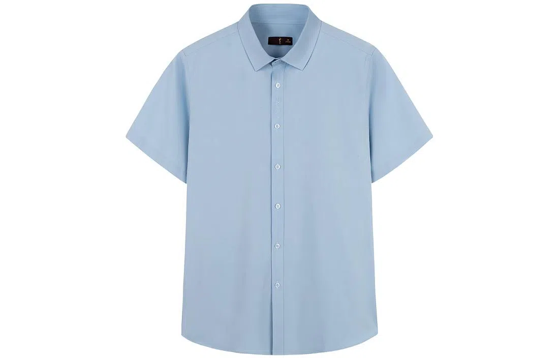 才子 纯色透气修身短袖衬衫 男款