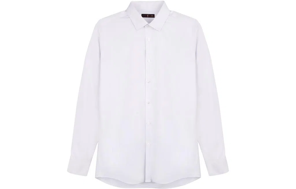 才子 纯色简约休闲长袖衬衫 男款 白色