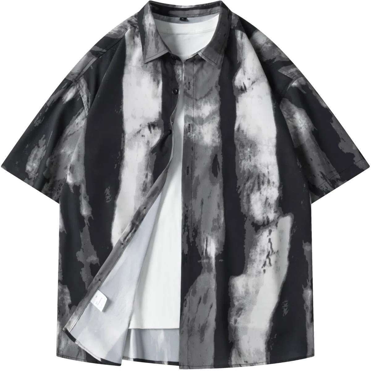 袋鼠 国风夏威夷满印花卉宽松休闲短袖衬衫 男女同款