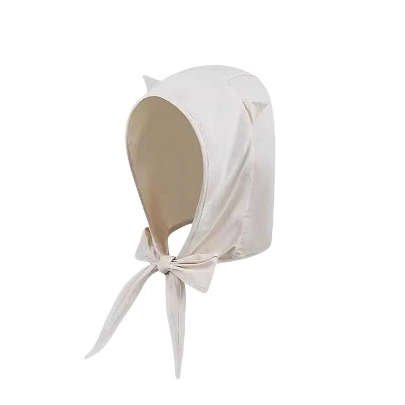 钓鱼熊 无印小恶魔绑带速干遮阳帽子夏季薄款可爱猫耳朵护耳头巾帽 聚酯纤维 防晒帽 男女同款情侣款